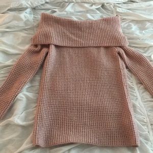 Pink knit off the shoulder dress!